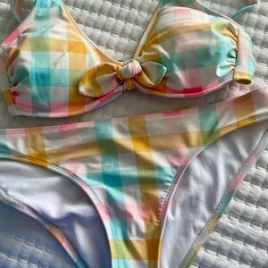 Summery Coloful Checkered Gingham Bikini Set